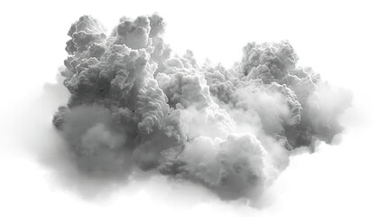 Dynamic special effect 3D rendering on transparent background wonder clouds monochrome weather. Atmospheric phenomena, nature, foggy or cloudy - obrazy, fototapety, plakaty