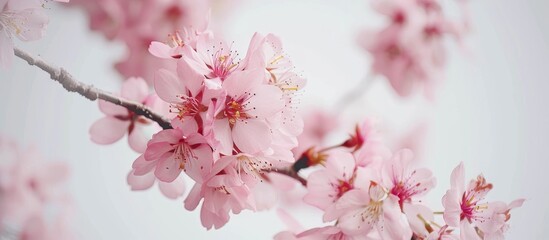 Cherry blossoms, sakura flowers on a white background
