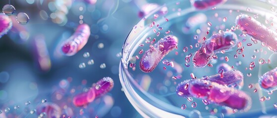 Hyperealistic Macro Close-Up of Bacteria Binary Fission in Scientific Laboratory
