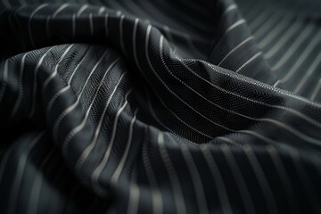 Closeup of black and white striped fabric resembling an automotive tire pattern