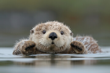 sea ​​otter laying in the water