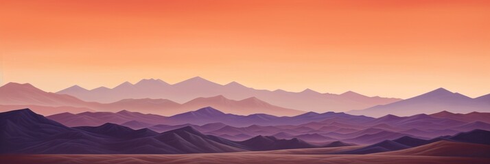 Abstract Gradient Mountainscape With Sunset And Layered Peaks. Majestic Mountain Ridges. Generative AI - obrazy, fototapety, plakaty