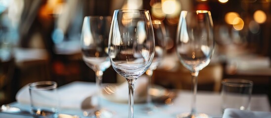 Empty glasses placed in a dining establishment