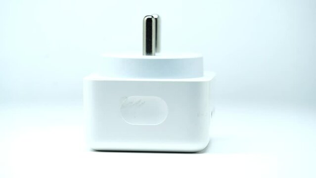360 degree view of smartphone charger isolated on white background.