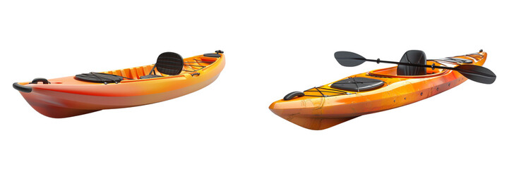 Set of plastic kayak on transparent background