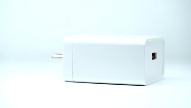 360 degree view of smartphone charger isolated on white background.