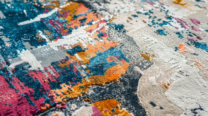 close-up, bright colored carpet with abstract patterns for interior decor of a living room or bedroom in a modern style