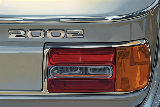 Rear light and name lettering of a vintage BMW 2002