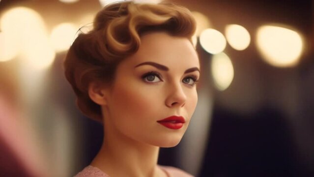 Portrait of beautiful young lady in retro 
