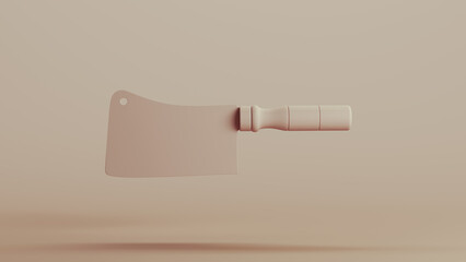Kitchen chopping cleaver blade cutting knife neutral backgrounds soft tones beige brown 3d illustration render digital rendering - 790936021