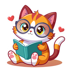 cartoon cat element Holding a cute study book