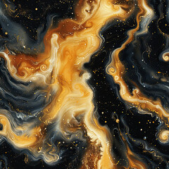 Abstract Marble Golden Galaxy