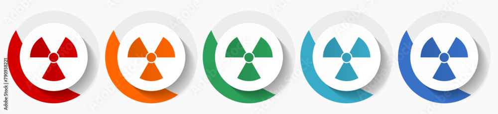 Aufkleber radiation vector icon set, flat icons for logo design, webdesign and mobile applications, colorful r