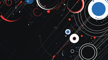 Obraz premium Abstract drawings with planets and geometric shapes. AI generation.