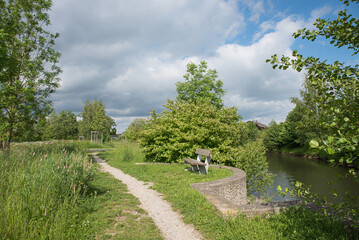 footpath beside Goldach river, recreational area Schwindegg - 790939451