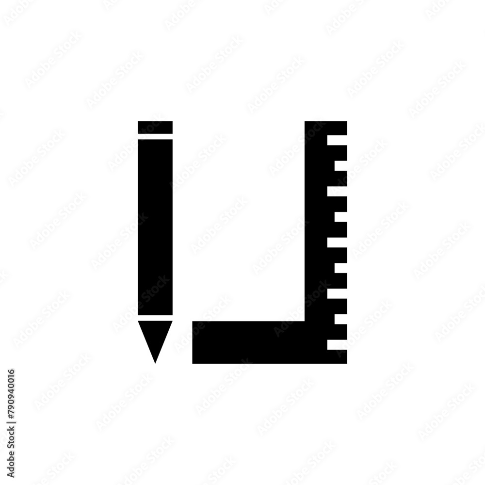 Poster pencil and ruler flat vector icon. simple solid symbol isolated on white background
