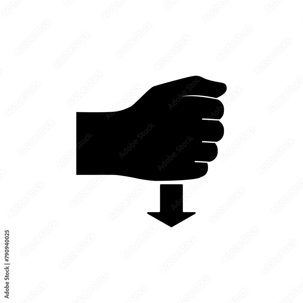 Poster hand in fist pressing down flat vector icon. simple solid symbol isolated on white background