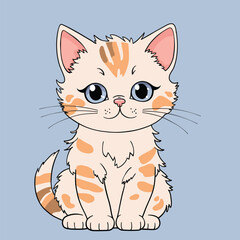 Cute kitten hand drawn cartoon vector illustration, sketch
