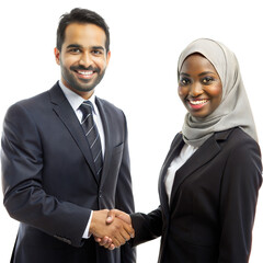 Professional business colleagues handshake on transparent background