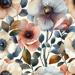Elegant Watercolor Flowers in a Seamless and Dynamic Composition