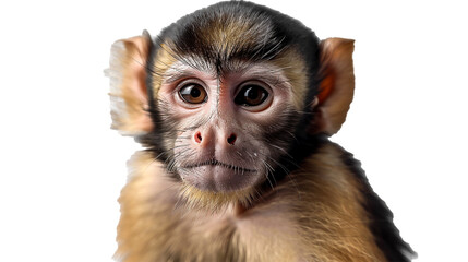 a curious Capuchin monkey exploring the jungle, isolated on transparent background, png file - Powered by Adobe