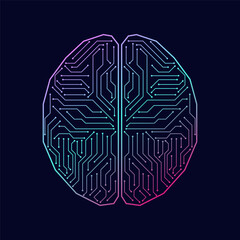Brain. Artificial intelligence. Brainstorm, Creativity and Thinking Idea Concept. Artificial intelligence. Vector Illustration. 