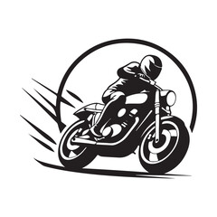 Man Riding Vintage Motorcycle Logo Design Vector On White Background