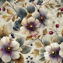 Timeless Watercolor Floral Pattern with Subtle and Serene Hues