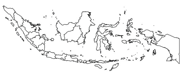 Obraz premium Outline of the map of Indonesia with regions