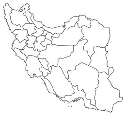 Obraz premium Outline of the map of Iran with regions