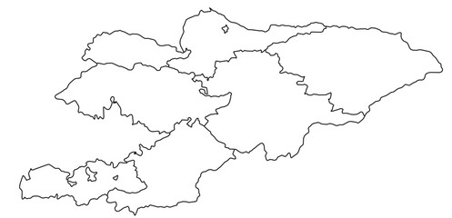 Outline of the map of Kyrgyzstan with regions