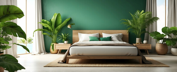 Tropical Tranquility: Vibrant Colors of Nature in a Minimalist Bedroom