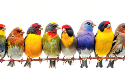 Fototapeta premium Aves coloridas num galho 