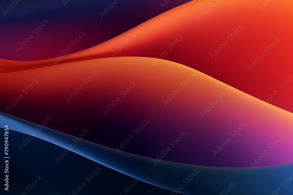 Poster abstract red and blue wavy design with gradient shading and smooth curves