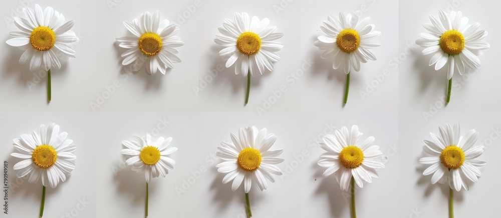 Canvas Prints Each daisy flower is photographed individually against a white backdrop.