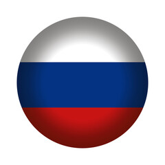Round flag of Russia vector illustration. Russian flag button isolated on a transparent or white background.