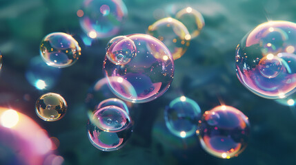 Bubbles rise like tiny pearls from a swimmer's smooth path - obrazy, fototapety, plakaty