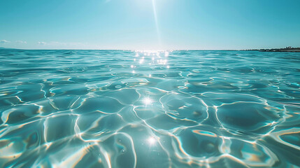 Crystal-clear water ripples under the midday sunlight - obrazy, fototapety, plakaty