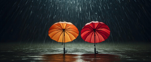 Monsoon Sale: Unique Umbrella Silhouettes for Stunning Visuals on Abstract Background - Stock Photo Concept