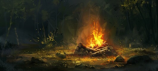 burning log and fire. generative ai
