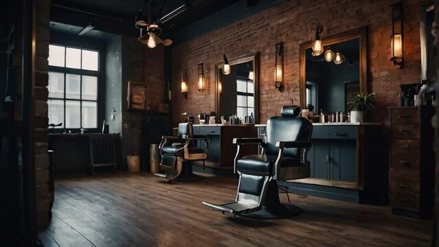Empty barbershop interior