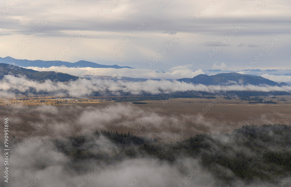 Wall mural Foggy Landscape in Grand Teton National Park Wyoming in Autumn