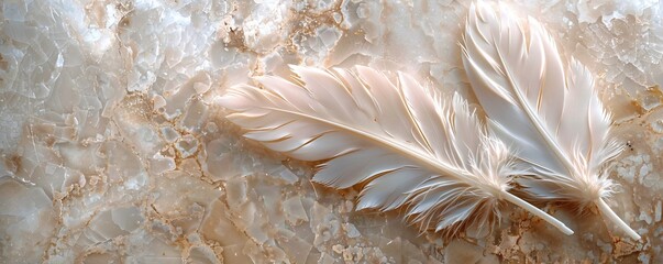 Elegant panel wall art on marble surface featuring subtle feather imprints for sophisticated wall decor