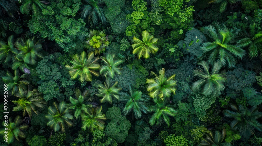 Poster aerial view of a rainforest canopy created with generative ai