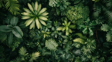 Aerial view of a rainforest canopy created with Generative AI