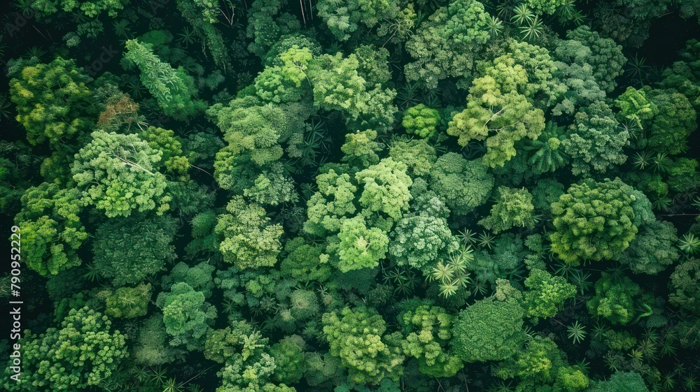Poster aerial view of a rainforest canopy created with generative ai