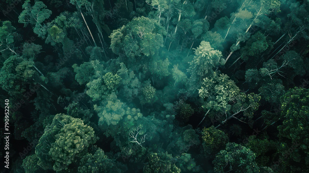 Aufkleber aerial view of a rainforest canopy created with generative ai