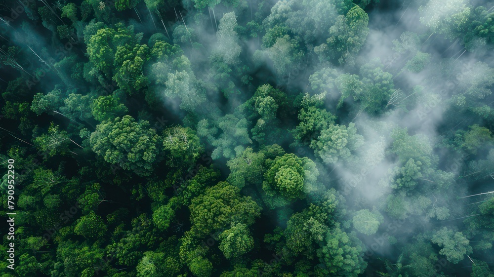 Aufkleber aerial view of a rainforest canopy created with generative ai