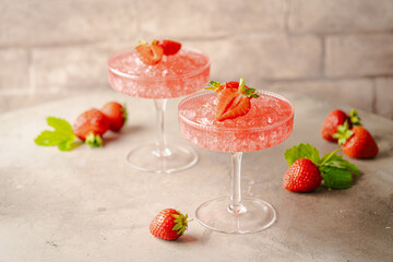 Strawberry cocktail in a glass