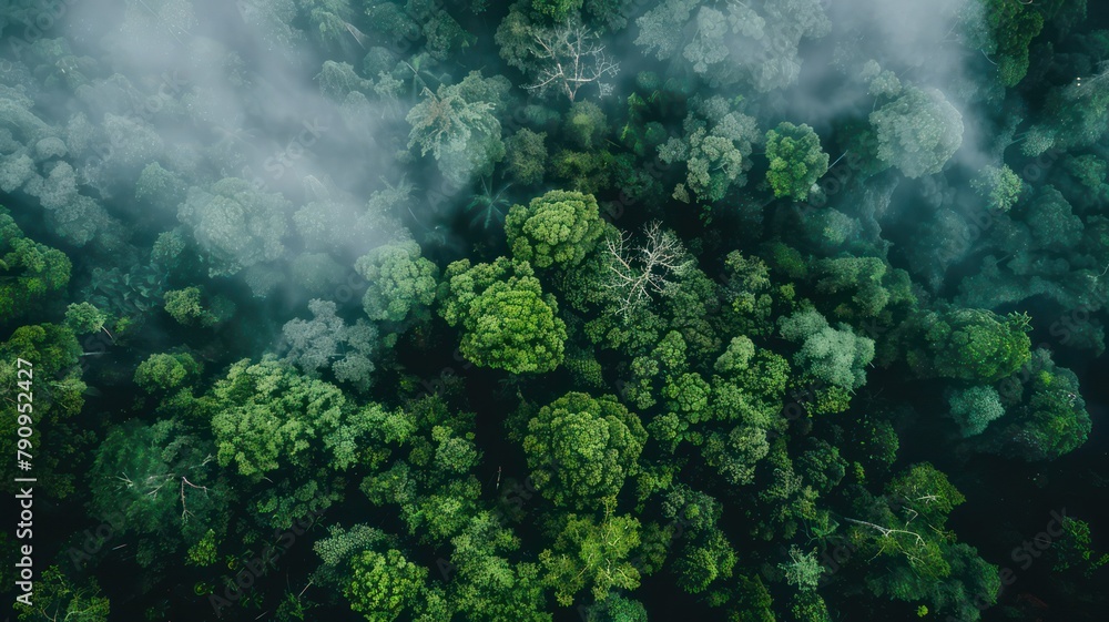 Aufkleber aerial view of a rainforest canopy created with generative ai